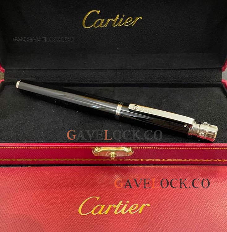 Clone Cartier Santos de Rollerball Black Resin Barrel